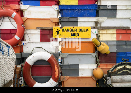 Casse di pesce sul Nord Frisone Isola Amrum in Germania Foto Stock