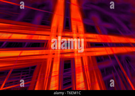 Arancio dinamica dei fasci di luce sullo sfondo Foto Stock