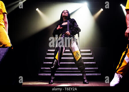 Barcellona - Ott 7: Becky G (latino pop e reggaeton band) eseguire in concerto presso il Razzmatazz tappa il 7 ottobre 2018 a Barcellona, Spagna. Foto Stock