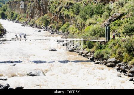 Ponte per il Cammino Inca Perù Foto Stock