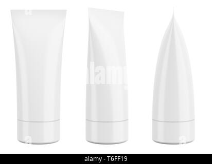 Bianco crema cosmetica o tubo di dentifricio isolati su sfondo bianco Foto Stock