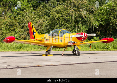 Un bombardiere trimotore SIAI-Marchetti SF.260 aerei da addestramento dal 5° Squadrone belga della Air Force. Foto Stock