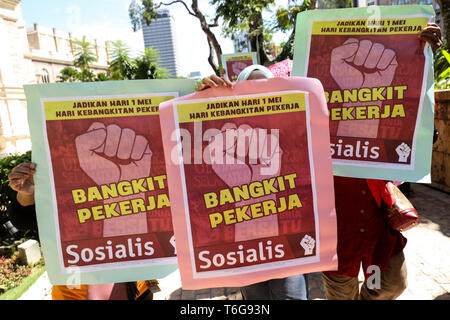 Kuala Lumpur Kuala Lumpur, Malesia. Il 1 maggio, 2019. Lavoratori malese per prendere parte in un giorno di maggio nel rally di Kuala Lumpur. Credito: Kepy/ZUMA filo/Alamy Live News Foto Stock