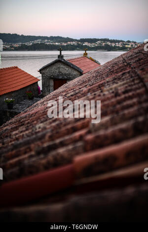 Combarro villaggio nella provincia di Pontevedra, Galizia, Spagna Foto Stock