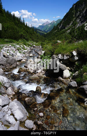 Torrente alpino, paesaggio alpino, Austria Vorarlberg, Foto Stock