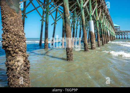 La stoltezza beach pier a Charleston nella Carolina del Sud Foto Stock