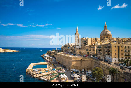 Vista di La Valletta, la capitale di Malta Foto Stock