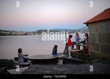 Combarro villaggio nella provincia di Pontevedra, Galizia, Spagna Foto Stock