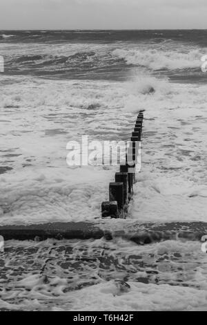 Aberdeen beach durante una tempesta Foto Stock