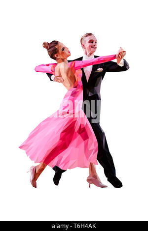 Coppia di ballerini ballo poligonale vettore di colore Foto Stock