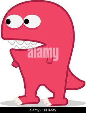 Carino funing alien character design. Illustrazione Vettoriale.Cartoon dinosaur felice. Illustrazione Vettoriale