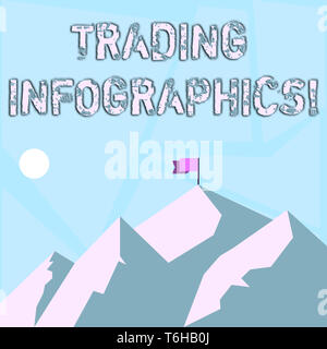 Parola di scrittura di testo Infographics Trading. Business photo presentazione di rappresentazione visiva degli scambi di informazioni o dati montagne con zone d'ombra che indica Foto Stock