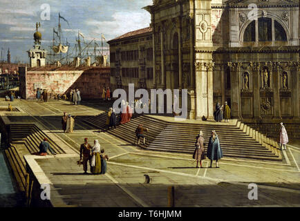 Entree du Grand Canal et l'église della Salute sul Canal Grande e sulla Chiesa della Salute 1739 da Bernardo Bellotto nato a Venezia, 1721 - Varsovie, 1780, Italiano, Italia, Foto Stock