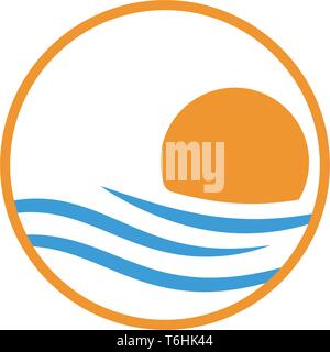 Spiaggia tramonto logo design icona vettore elemento, tramonto concetto logo - vettore Illustrazione Vettoriale