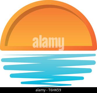 Spiaggia tramonto logo design icona vettore elemento, tramonto concetto logo - vettore Illustrazione Vettoriale