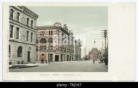 Detroit Publishing Company vintage cartolina di Granville Street, Vancouver, British Columbia, 1914. Dalla Biblioteca Pubblica di New York. () Foto Stock