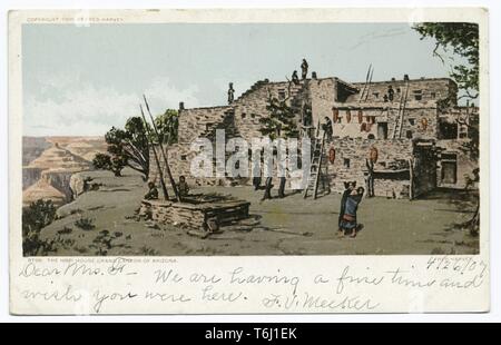Detroit Publishing Company vintage cartolina di Hopi House nel Grand Canyon, Arizona, 1914. Dalla Biblioteca Pubblica di New York. () Foto Stock