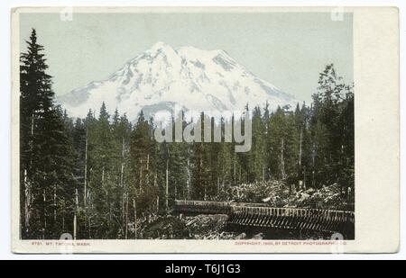 Detroit Publishing Company vintage cartolina del monte Rainier di Tacoma, Washington, 1914. Dalla Biblioteca Pubblica di New York. () Foto Stock