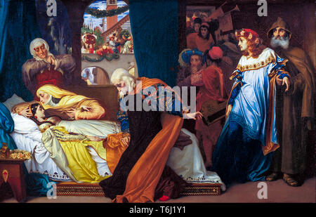 Il finto la morte di Giulietta, da Romeo e Giulietta, ATTO IV Scena V, dipinto di Frederic Leighton, c. 1856 Foto Stock