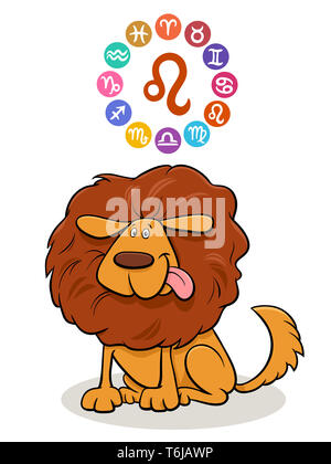 Leone segno zodiacale con il cartoon dog Foto Stock