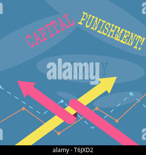 Parola di scrittura di testo la pena capitale. Business photo presentazione di uccisione autorizzati di qualcuno come punizione per un crimine di due frecce dove uno è Intert Foto Stock