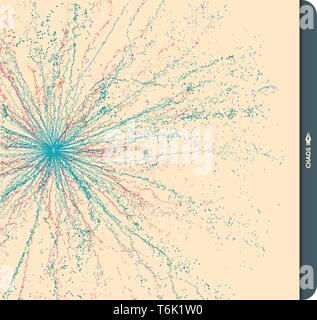 Array con particelle di dinamica. 3d la tecnologia avveniristica stile. Abstract background. Illustrazione Vettoriale. Illustrazione Vettoriale
