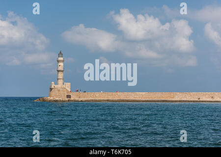 Faro di Chania a Creta Foto Stock