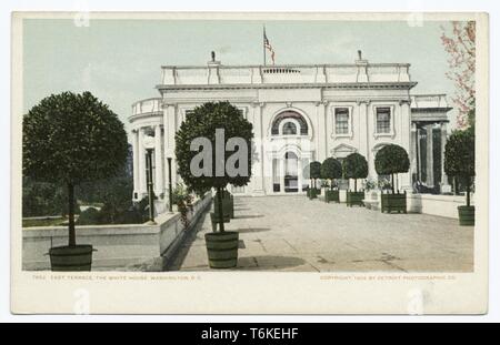 Detroit Publishing Company cartolina vintage raffigurante la vista dalla terrazza est degli Stati Uniti Casa Bianca di Washington, il Distretto di Columbia, 1914. Dalla Biblioteca Pubblica di New York. () Foto Stock