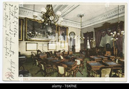 Detroit Publishing Company vintage cartolina del Campidoglio Camera del Senato in Annapolis, Maryland, 1914. Dalla Biblioteca Pubblica di New York. () Foto Stock