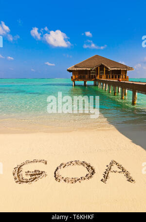 Parola Goa sulla spiaggia Foto Stock