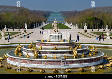 Giardini del Versalles Palace. (Chateau Versalles). Versalles, Francia Foto Stock