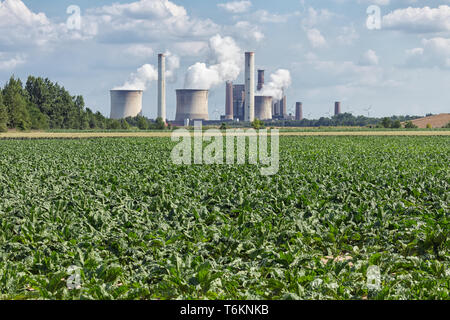 Impianto alimentato a carbone nei pressi di miniera di lignite Inden in Germania Foto Stock