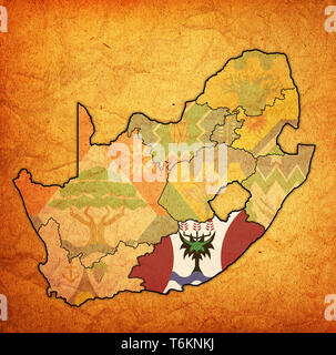 Emblema di Eastern Cape regione sulla mappa con le divisioni amministrative e frontiere del sud africa Foto Stock