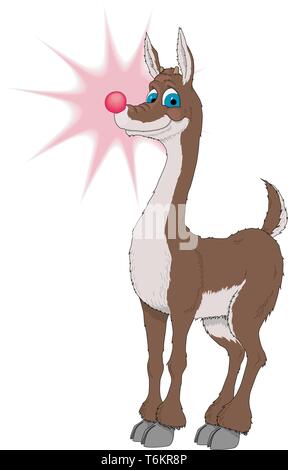 Rudolph il naso rosso renne vettore illustrazione Cartoon Illustrazione Vettoriale