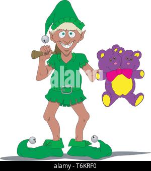 Santa's Elf vettore illustrazione Cartoon Illustrazione Vettoriale