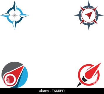 Logo della bussola Modello icona vettore illustrazione design - Vettore Illustrazione Vettoriale
