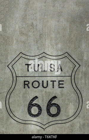 Route 66 segno Tulsa Oklahoma Foto Stock