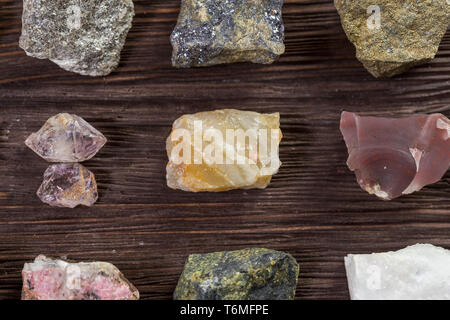 Insieme di raccolta di minerali e pietre. Foto Stock