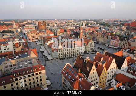 Wroclaw Piazza del Mercato, Vista panoramica, Polonia Foto Stock