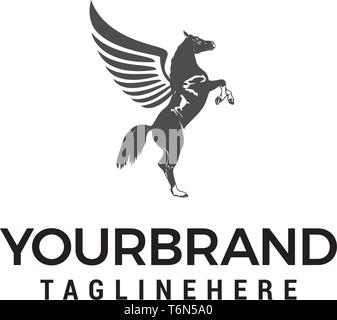 Logo pegasus design concept vettore modello Illustrazione Vettoriale