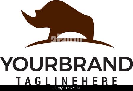 Rhinoceros logo design concept vettore modello Illustrazione Vettoriale