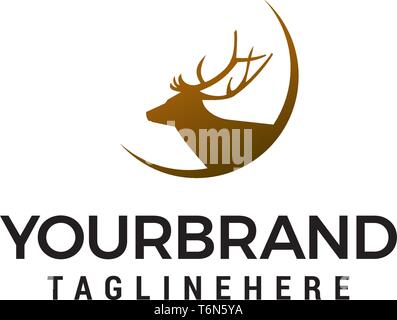 Deer logo design concept vettore modello Illustrazione Vettoriale