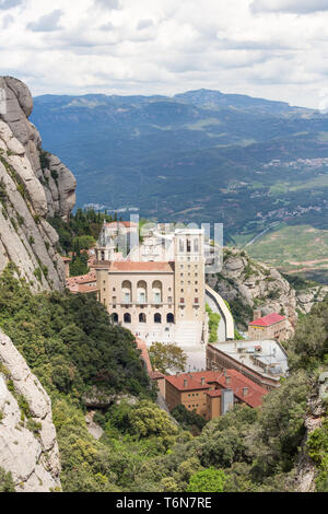 Vista aerea del monastero di Montserrat in Spagna Foto Stock