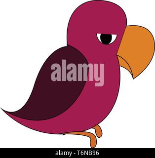 Un pappagallo in color porpora che è triste e mad sul vettore di altri colori o disegno illustrativo Illustrazione Vettoriale