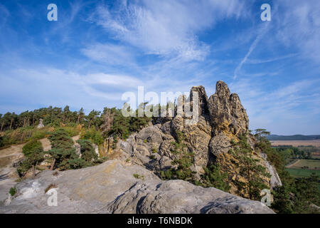 Formazione di roccia Teufelsmauer, Montagne Harz, Germania Foto Stock