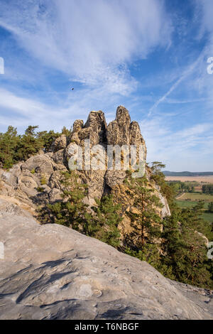 Formazione di roccia Teufelsmauer, Montagne Harz, Germania Foto Stock