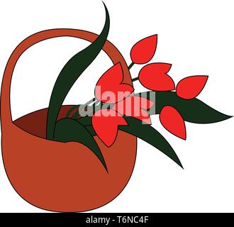 Un mazzetto di un bel colore arancione papaveri con foglie verdi di vettore di disegno a colori o illustrazione Illustrazione Vettoriale