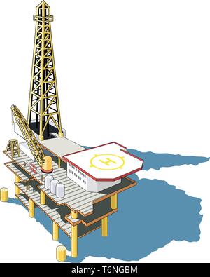 Piattaforma petrolifera illustrazione vettoriale Illustrazione Vettoriale