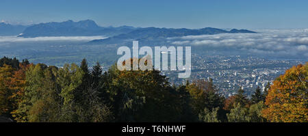 Vista dal monte Pfänder , nei pressi di Bregenz presso il lago di Costanza Foto Stock