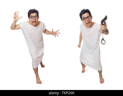 Funny Man che soffre di un disturbo mentale Foto Stock